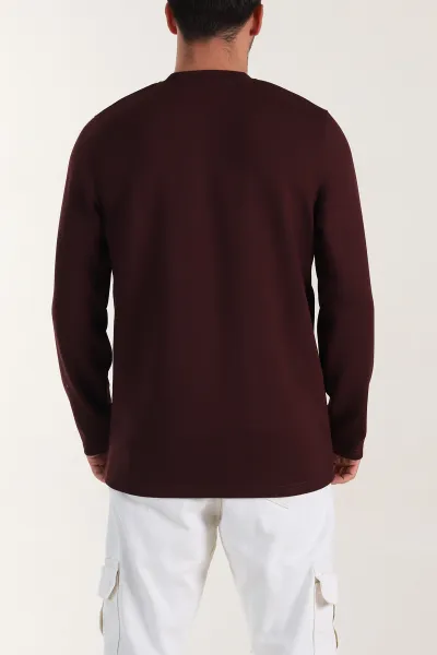 Bordo Relaxed Fit Oysho Kumaş Nakışlı Yazı Detay Erkek Sweatshirt 399388