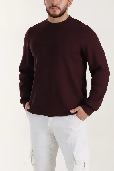 bordo-relaxed-fit-oysho-kumas-yazi-detayli-erkek-sweatshirt-399462
