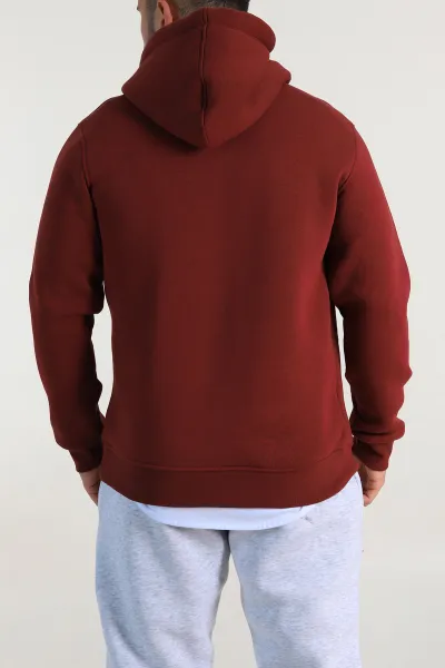 Bordo Relaxed Fit Üç İp Şardonlu Kabartma Detaylı Erkek Sweatshirt 311122