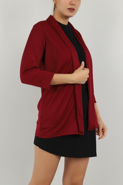 Bordo Şal Yaka Duble Kol Bayan Ceket 147614