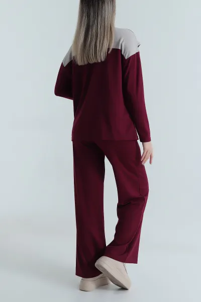 Bordo Şallı Modal Kadın İkili Takım 487827