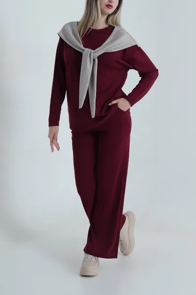 Bordo Şallı Modal Kadın İkili Takım 487827