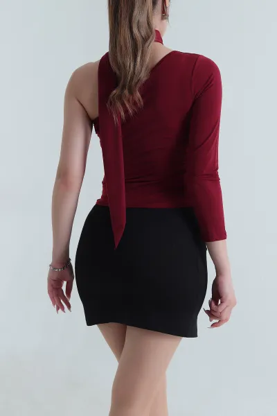 Bordo Sandy Fularlı Kadın Bluz 488849