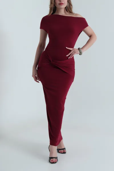 Bordo Sandy Kadın Elbise 477674