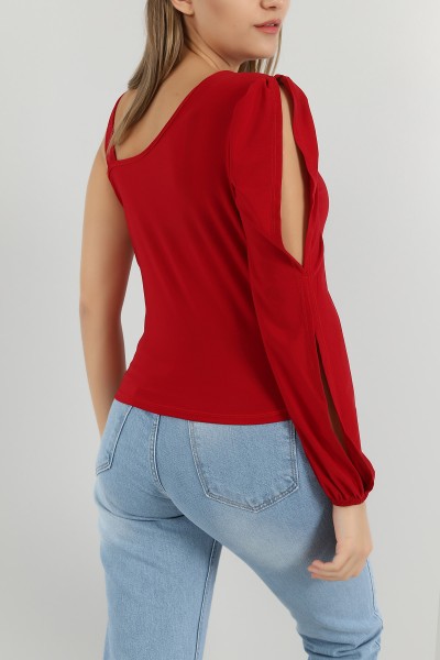 Bordo Sandy Kumaş Bluz 148444