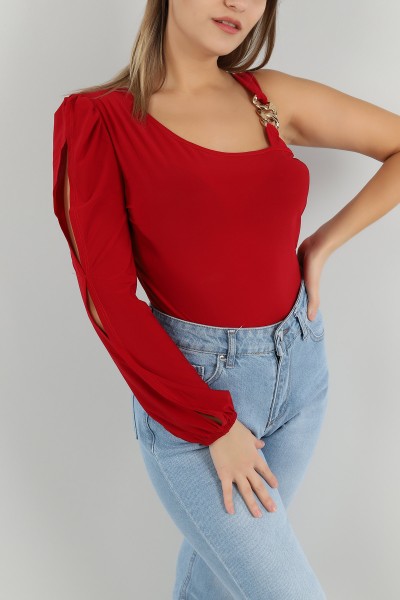 Bordo Sandy Kumaş Bluz 148444