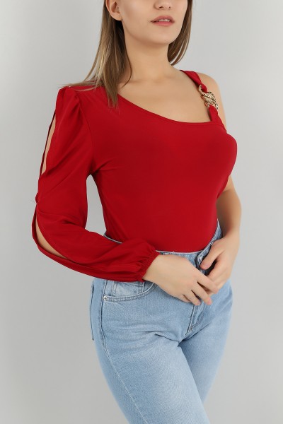 Bordo Sandy Kumaş Bluz 148444