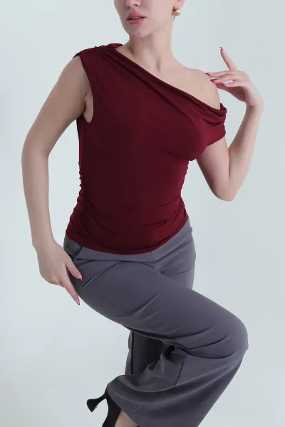Bordo Sandy Kumaş Kadın Bluz 437778