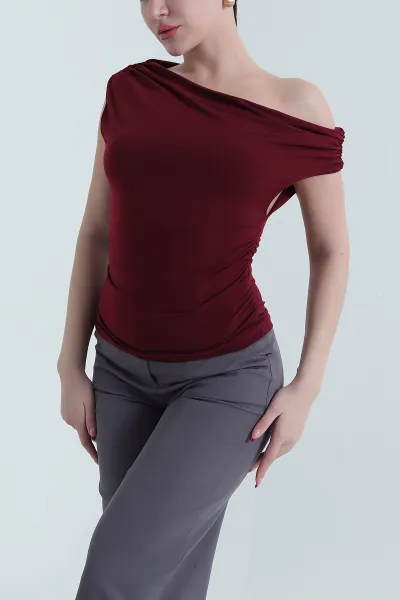Bordo Sandy Kumaş Kadın Bluz 437778