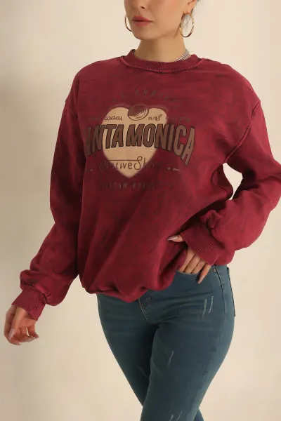 Bordo Şardonlu Batik Bayan Sweat 239711