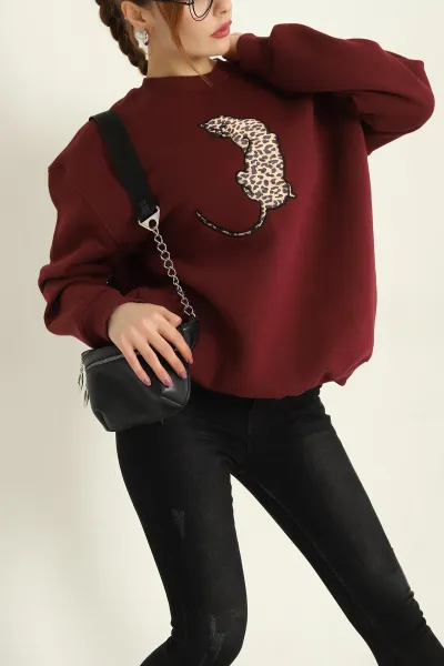 bordo-sardonlu-leopar-desenli-uc-ip-bayan-sweat-331740