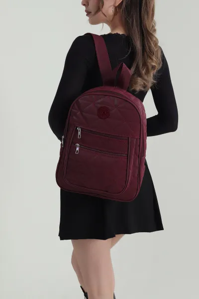 Bordo Saten Kapitone Sırt Çantası 421812