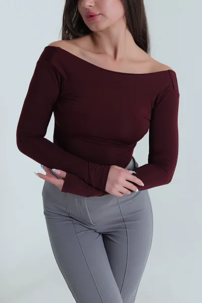 Bordo Scuba Kadın Zıbın Bluz 483749