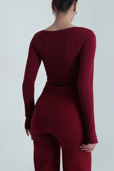Bordo Scuba Kadın Zıbın Bluz 498080