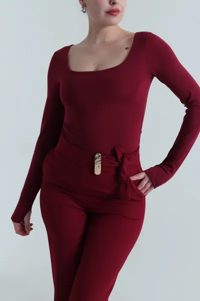 Bordo Scuba Kadın Zıbın Bluz 498080