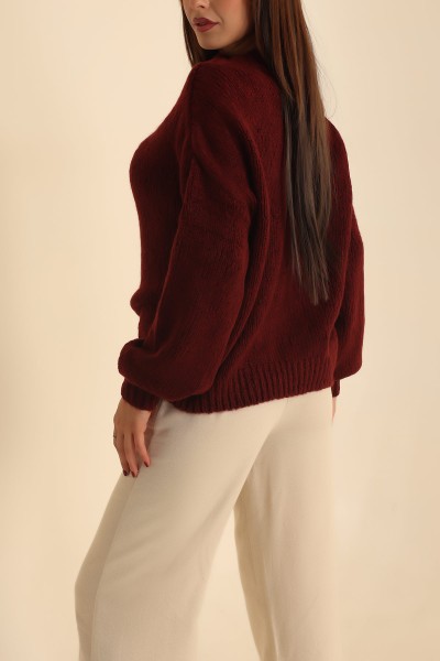 Bordo Selanik Örme Triko Kaza 205889