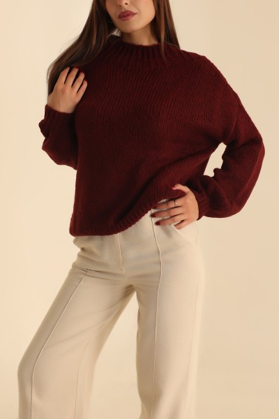 Bordo Selanik Örme Triko Kaza 205889