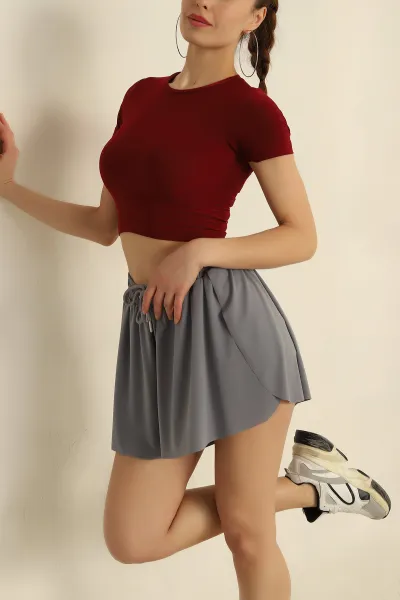Bordo Sendy Kumaş Crop 257527