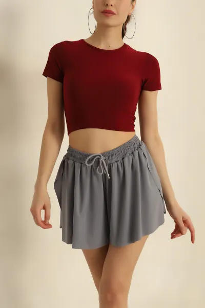 Bordo Sendy Kumaş Crop 257527
