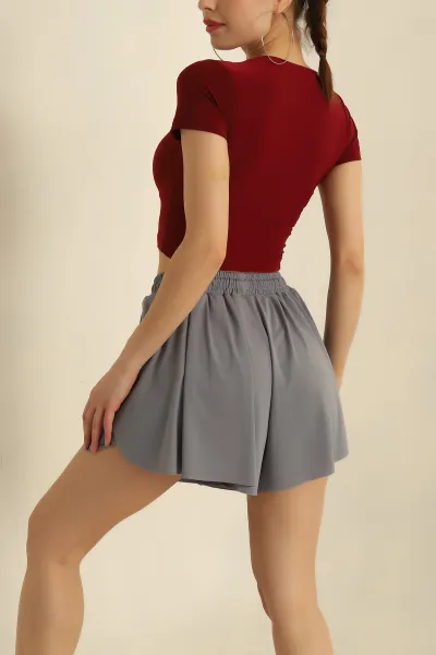Bordo Sendy Kumaş Crop 257527