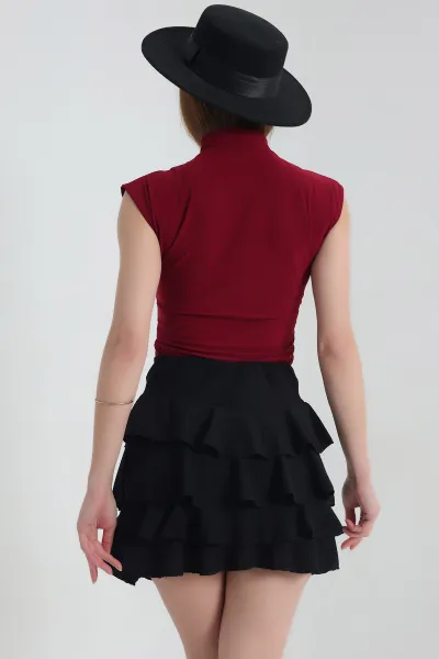 Bordo Sendy Kumaş Zıbın Bluz 337540