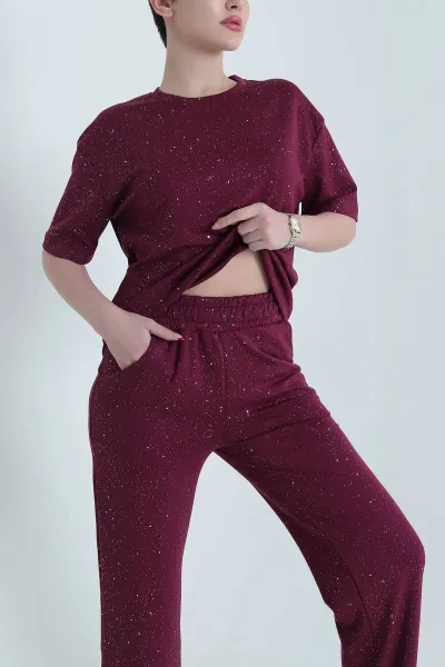 Bordo Simli Modal Kadın İkili Takım 439839