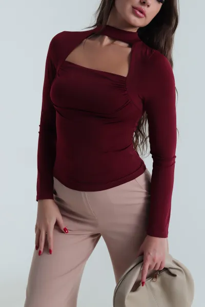 Bordo Sandy Kadın Bluz 489873