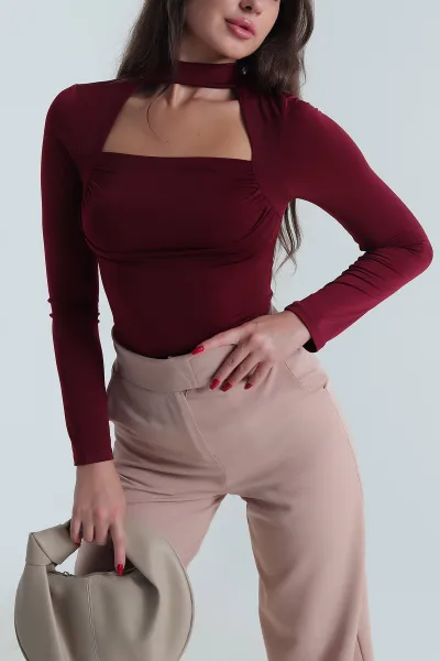 Bordo Sandy Kadın Bluz 489873