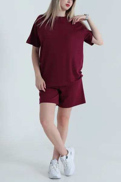 Bordo Şortlun Modal Kadın İkili Takım 466195