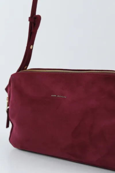 Bordo Süet Fermuarlı Kadın El Kol ve Omuz Çantası 496997