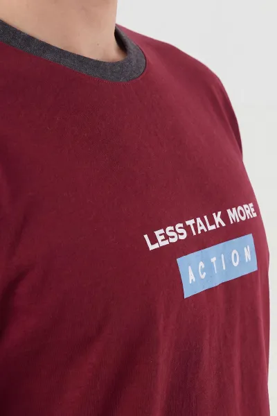 Bordo Süprem Kumaş Nakış Detaylı Erkek Şortlu Pijama Takımı 465814
