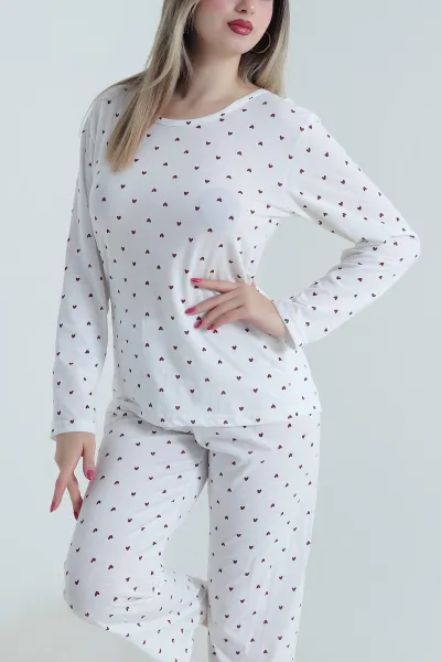 Bordo Süprem Uzun Kol Kadın Pijama Takımı 493627