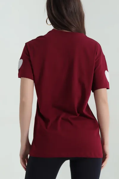 Bordo Süzene Nakış Süprem Kadın Tişört 352006