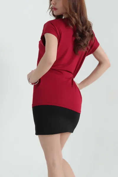 Bordo Taşlı Güpürlü Çilek Kumaş Bluz 334567