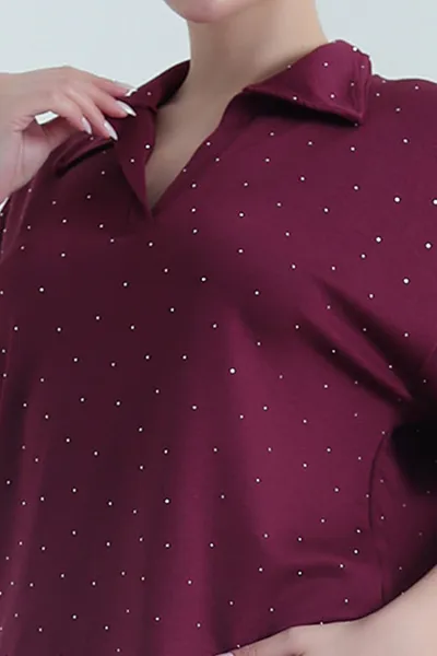Bordo Taşlı Modal Kadın İkili Takım 442797