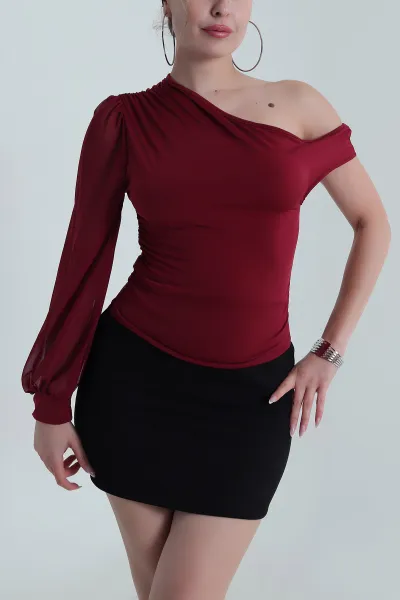 bordo-tek-kol-sifon-kadin-bluz-486193