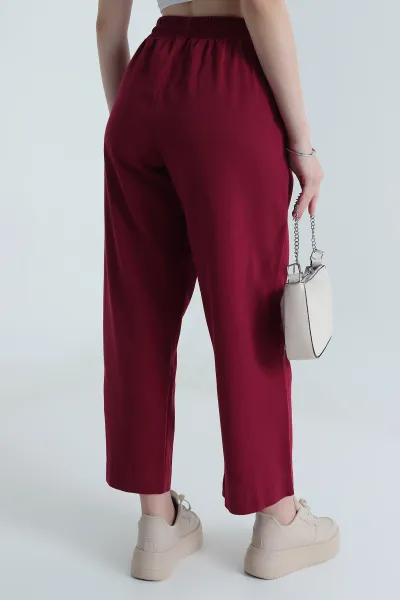 Bordo Tencel Gabardin Kadın Pantolon 478625