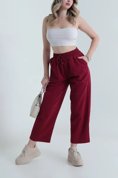 Bordo Tencel Gabardin Kadın Pantolon 478625