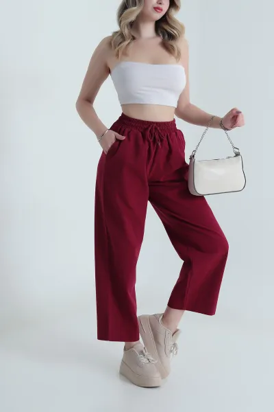 Bordo Tencel Gabardin Kadın Pantolon 478625