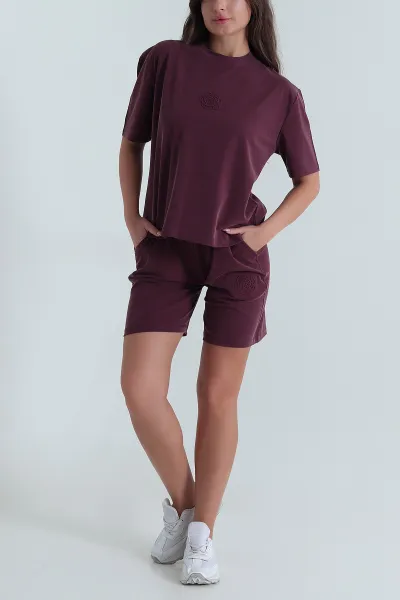 Bordo Tensel Pike Kumaş Şortlu Takım 472621