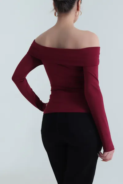 Bordo Toka Detay Scuba Kadın Bluz 489911