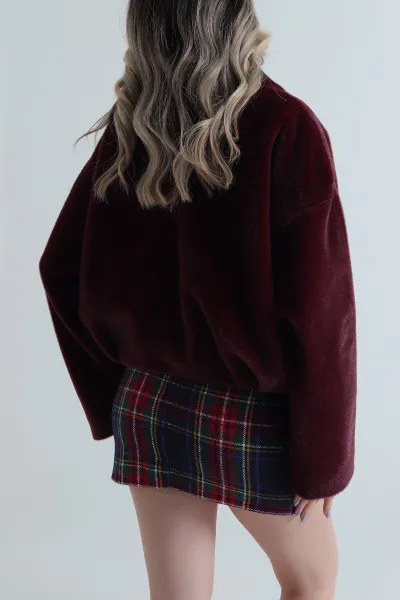 Bordo Tokalı Kadın Fox Bomber Mont 496600