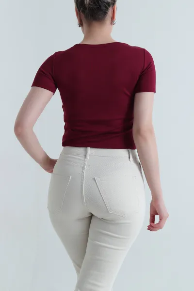 Bordo Tokalı Oysho Kadın Bluz 466909
