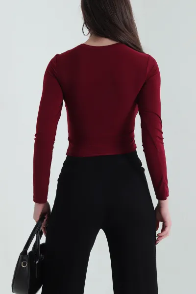 Bordo Tokalı Sandy Kadın Bluz 437343