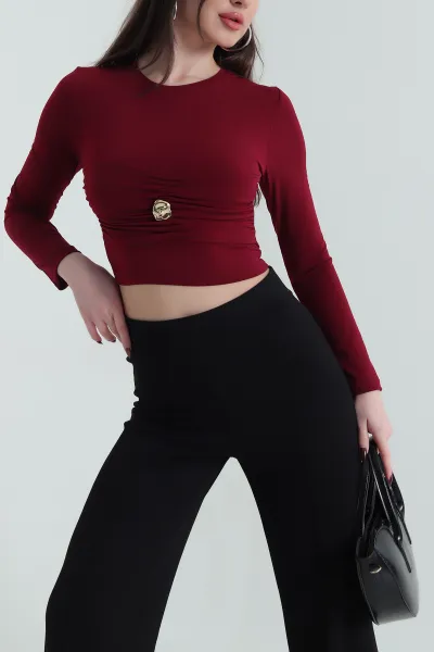 Bordo Tokalı Sandy Kadın Bluz 437343