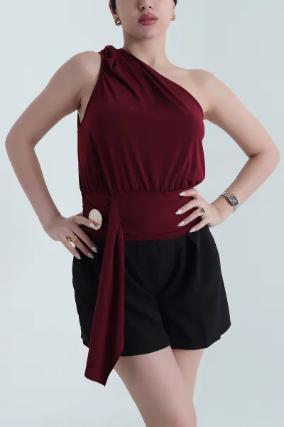 Bordo Tokalı Sandy Kadın Bluz 444314