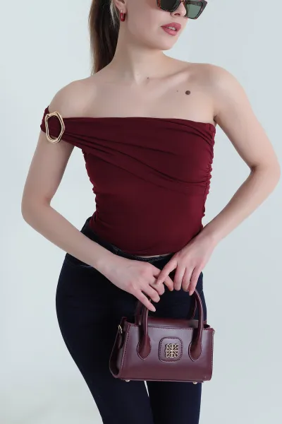 Bordo Tokalı Sandy Kadın Bluz 444320