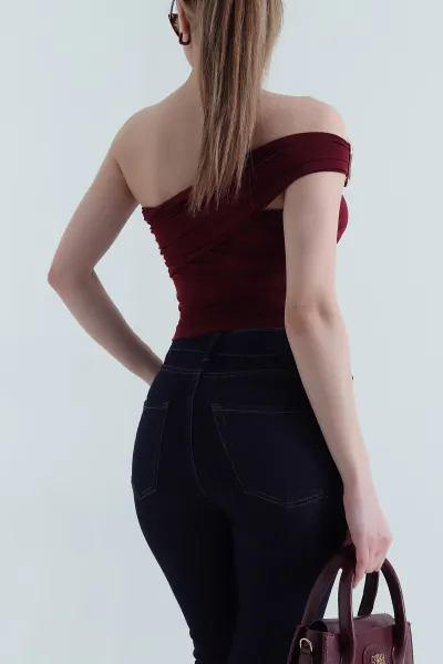 Bordo Tokalı Sandy Kadın Bluz 444320