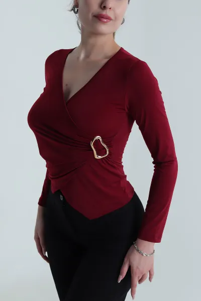 Bordo Tokalı Sandy Kadın Bluz 488668