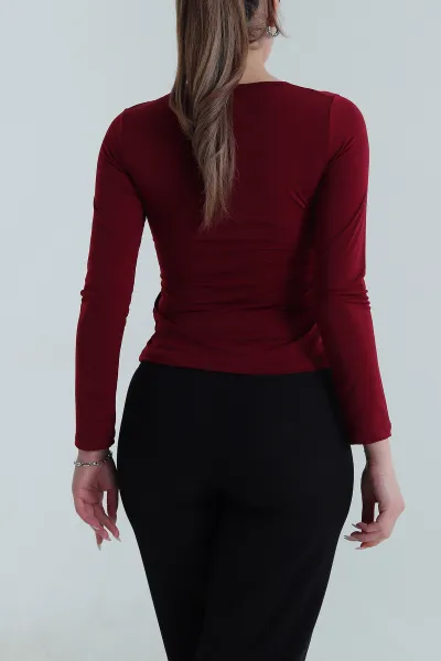 Bordo Tokalı Sandy Kadın Bluz 488668